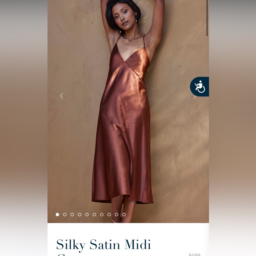 Sleek Copper Satin Slip Dress